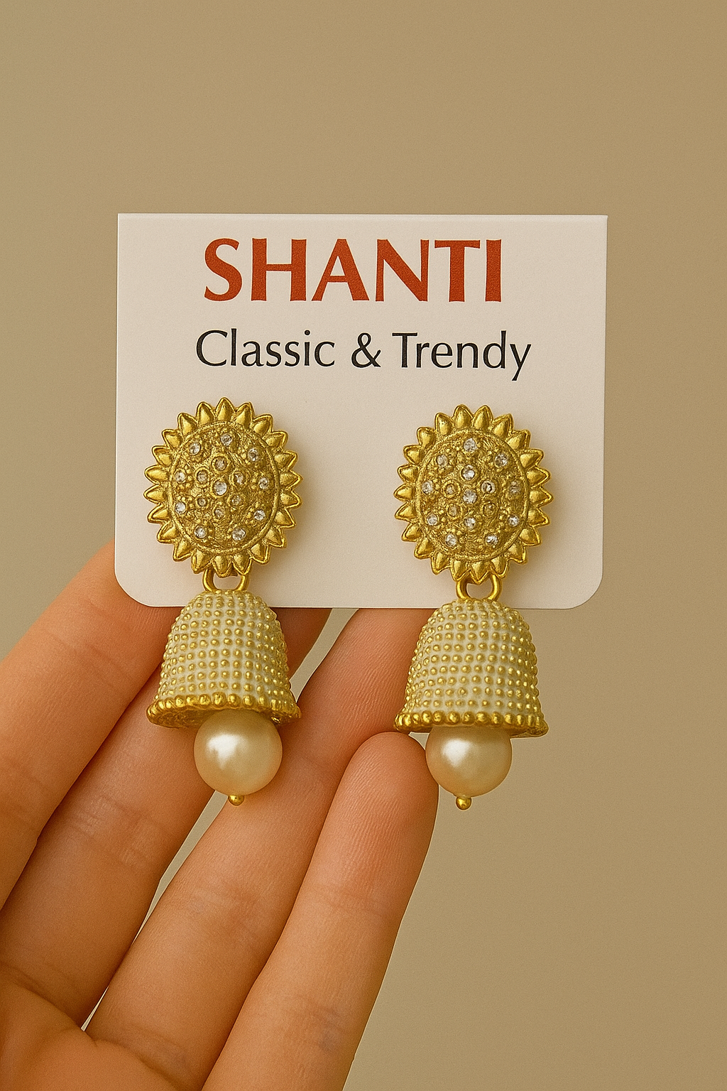 SHANTI Elegant Gold-Plated Jhumka – Handcrafted Traditional Earrings
