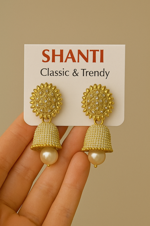 SHANTI Elegant Gold-Plated Jhumka – Handcrafted Traditional Earrings