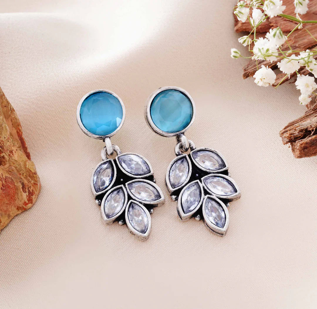 Leaf Motif Stud Dangler Earrings - testing