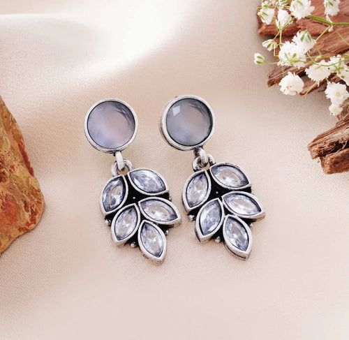 Leaf Motif Stud Dangler Earrings - testing